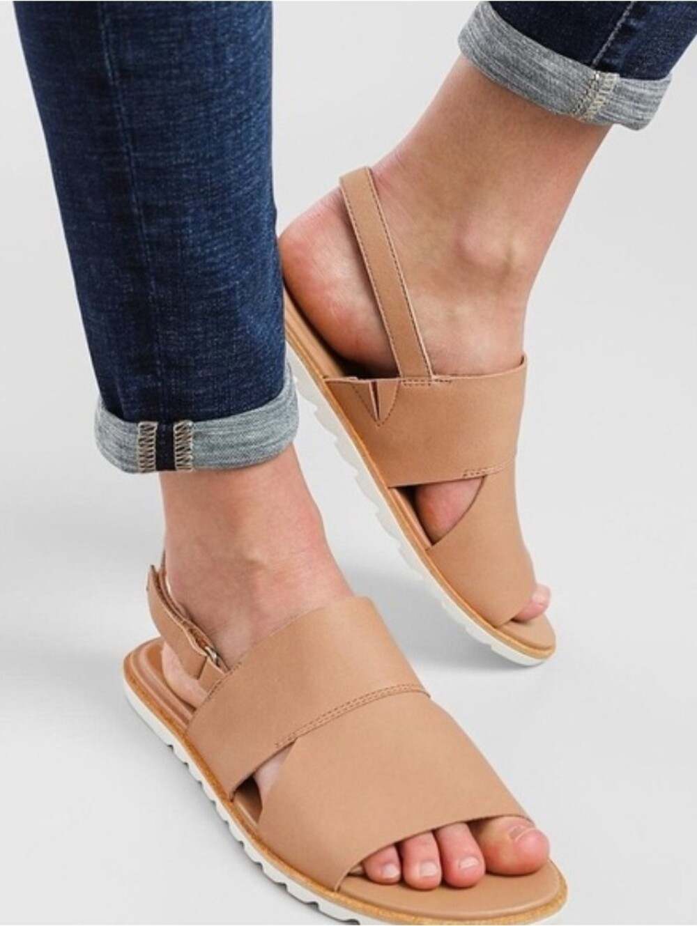 SOREL Ella II Slingback Tan Nude Flat Sandals 6.5